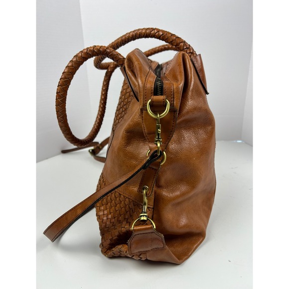 Patricia Nash Leather Paloma Tote Crossbody Bag Tan Braided Handles Shoulder Bag - Picture 6 of 14